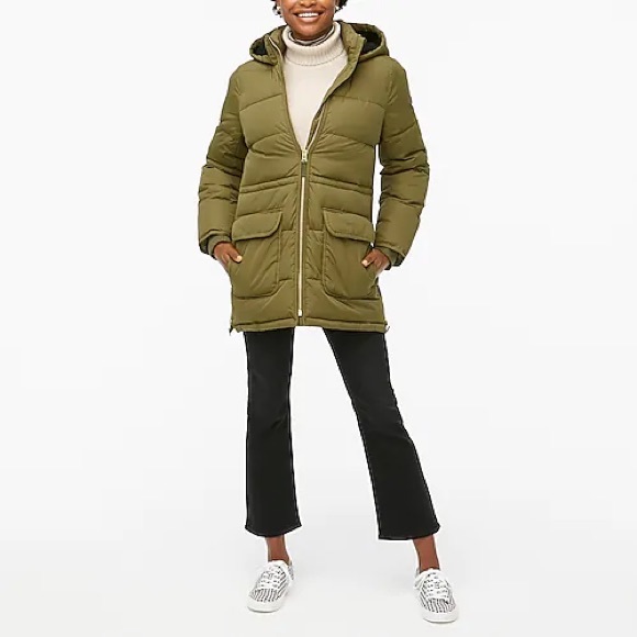 Frosty Olive J. Crew Factory Puffer Jacket